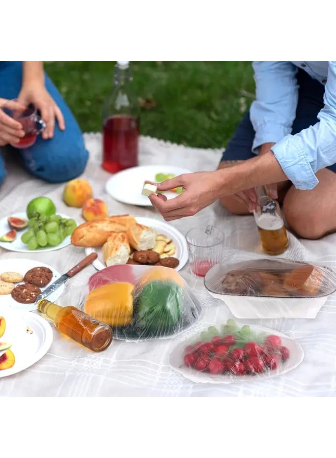 200 Pcs Transparent Food Cover Stretch Bag Elastic Mouth Dustproof Cap For Refrigerator Fruit Freshness Kitchen Restaurant Use Fits 14.96 Inch Plates - Image 2