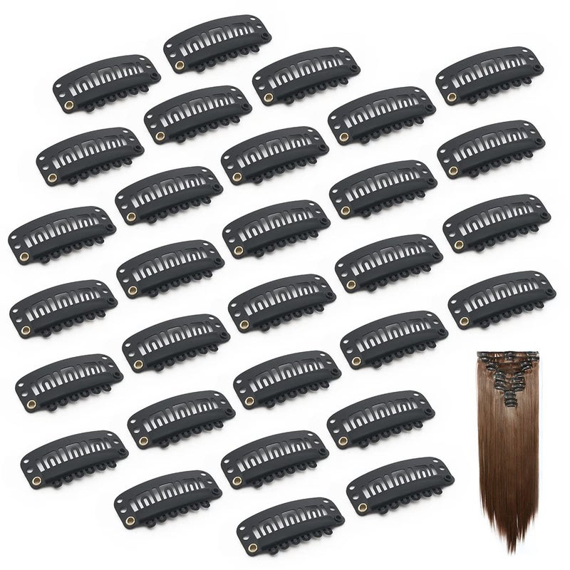 Dreamlover Wig Clips to Secure Wig, Clips for Hair Extensions, 6 Teeth, 30 Pieces Black - Image 1