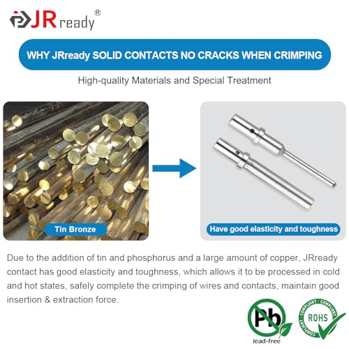 JRready 120 Pairs Deutsch Connector Pins and Sockets Solid Contacts Size 20 - ST6282 Male Pins 0460-202-20141/ Female Pins 0462-201-20141, DTM Connector Terminals Wire Size 20-22AWG - Image 3