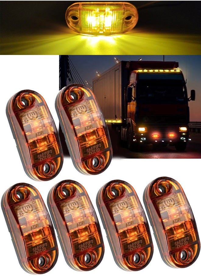 Generic 6 Pieces 2.5 Inch 2 Diode Trailer Marker Lights Waterproof LED Trailer Side Marker Light Oval Trailer Running Lights for Truck RV Exterior Marker Lights Surface Mount Accessories, Amber  - Image 1