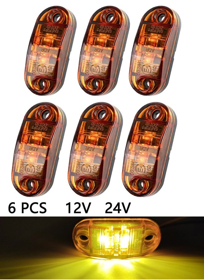 Generic 6 Pieces 2.5 Inch 2 Diode Trailer Marker Lights Waterproof LED Trailer Side Marker Light Oval Trailer Running Lights for Truck RV Exterior Marker Lights Surface Mount Accessories, Amber  - Image 2