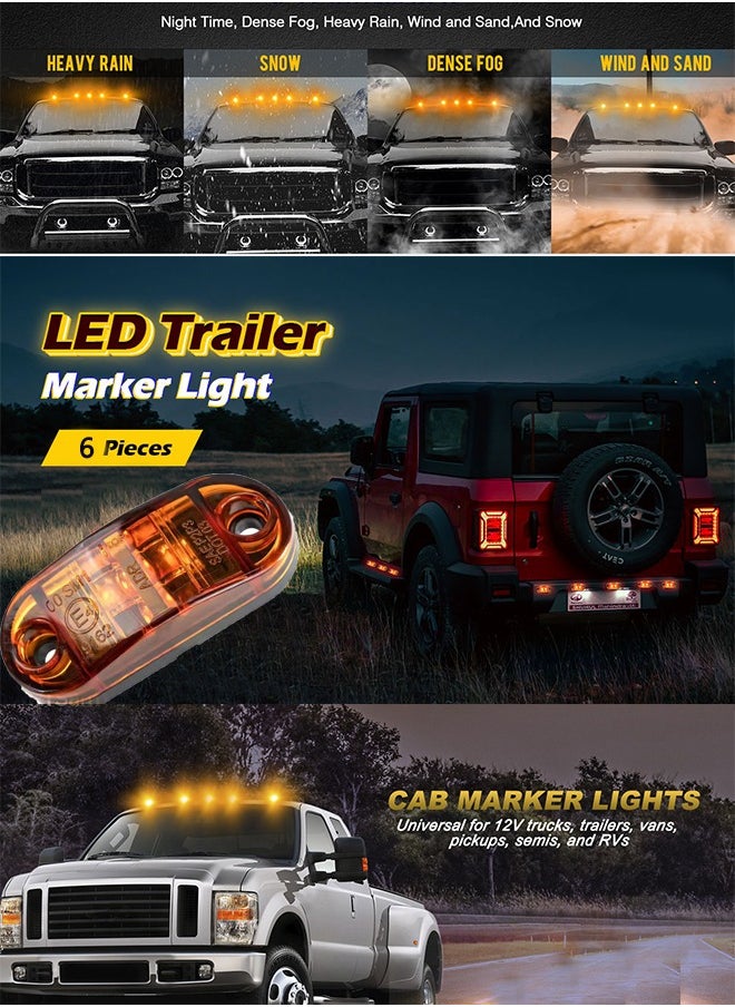 Generic 6 Pieces 2.5 Inch 2 Diode Trailer Marker Lights Waterproof LED Trailer Side Marker Light Oval Trailer Running Lights for Truck RV Exterior Marker Lights Surface Mount Accessories, Amber  - Image 3