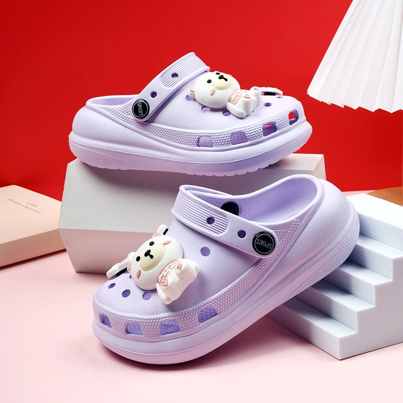 Croc Shoes For Kidsren, Middle And Large Kidsren, Cute Cartoon Breathable Sandals, Toe-Toe Thick-Soled Non-Slip Dual-Purpose Outer Slippers - Image 1