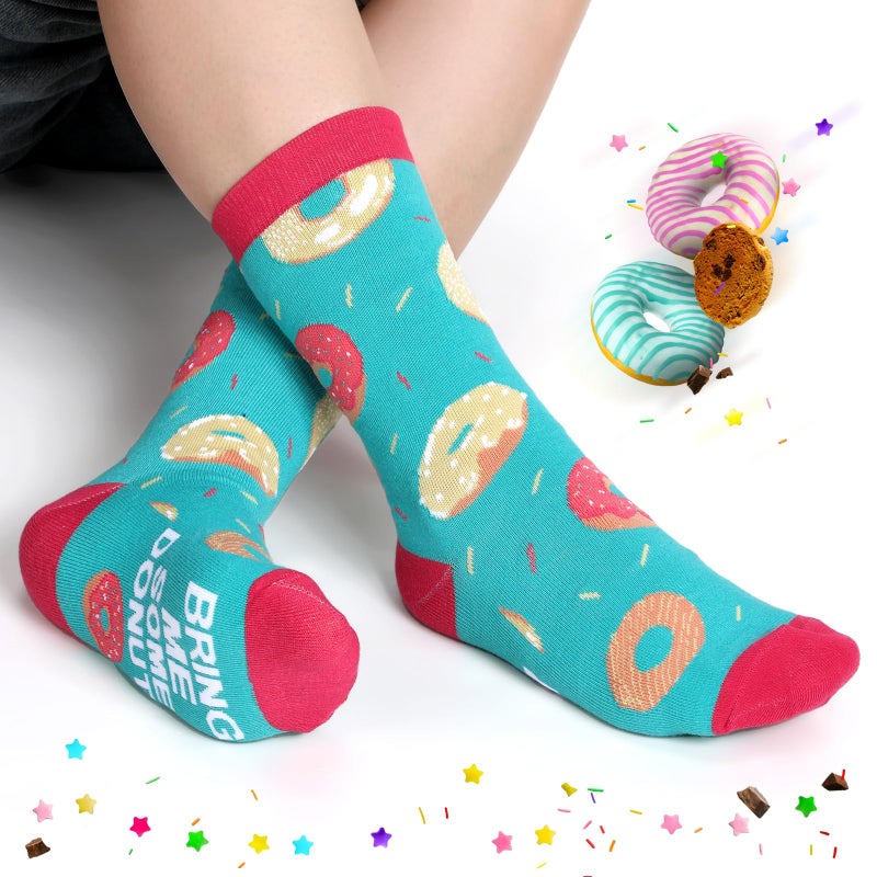 Leumoi 12 Pairs Snack Socks Food Theme Crew Socks French Fries Biscuit Burger Patterned Dress Stocking Gift for Men Women Food Lover - Image 2