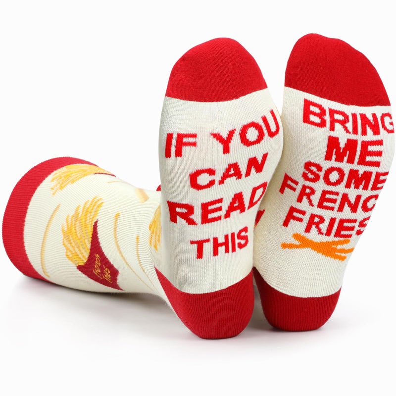 Leumoi 12 Pairs Snack Socks Food Theme Crew Socks French Fries Biscuit Burger Patterned Dress Stocking Gift for Men Women Food Lover - Image 5