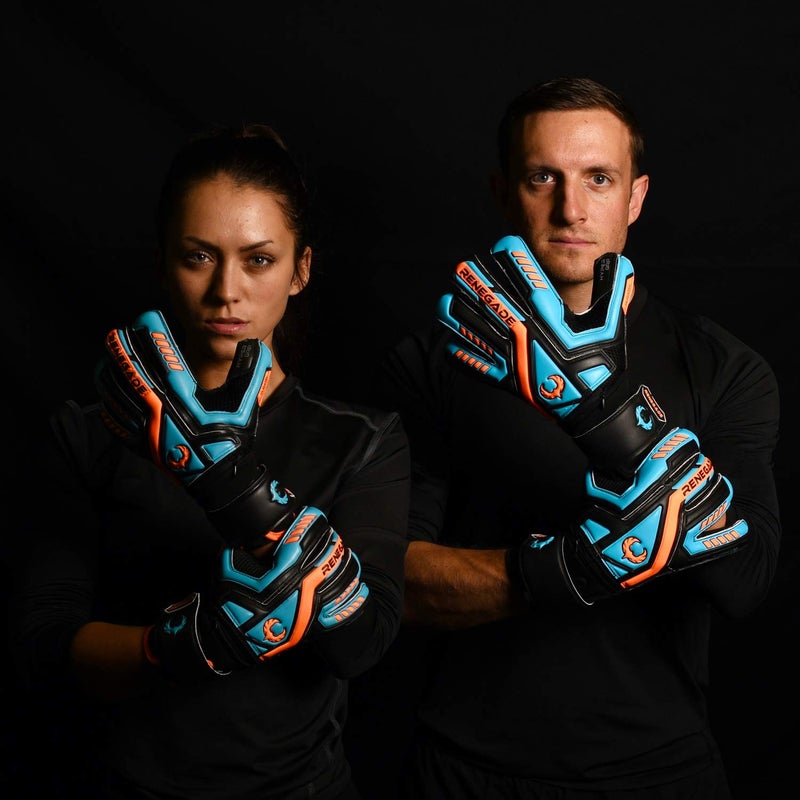 Renegade GK Renegade GK Talon Cyclone 2 Goalie Gloves with Pro-Tek Fingersaves | 4mm Hyper Grip & Duratek | Black, Orange, Blue Soccer Goalkeeper Gloves (Size 6, Youth, Kids, Roll Cut, Level 2) - Image 3