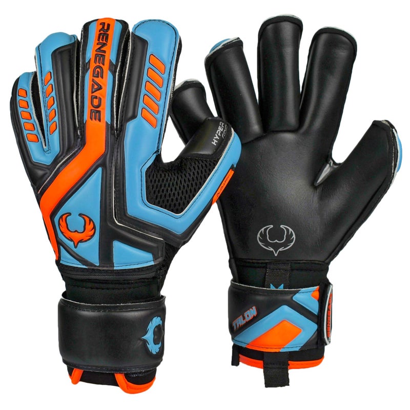 Renegade GK Renegade GK Talon Cyclone 2 Goalie Gloves with Pro-Tek Fingersaves | 4mm Hyper Grip & Duratek | Black, Orange, Blue Soccer Goalkeeper Gloves (Size 6, Youth, Kids, Roll Cut, Level 2) - Image 1