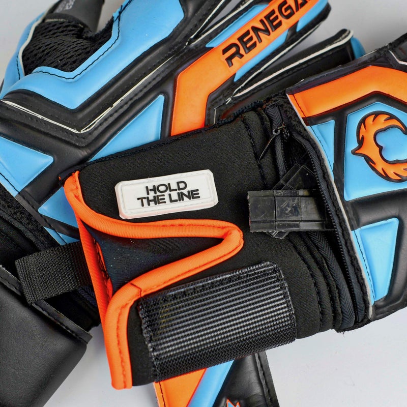 Renegade GK Renegade GK Talon Cyclone 2 Goalie Gloves with Pro-Tek Fingersaves | 4mm Hyper Grip & Duratek | Black, Orange, Blue Soccer Goalkeeper Gloves (Size 6, Youth, Kids, Roll Cut, Level 2) - Image 5