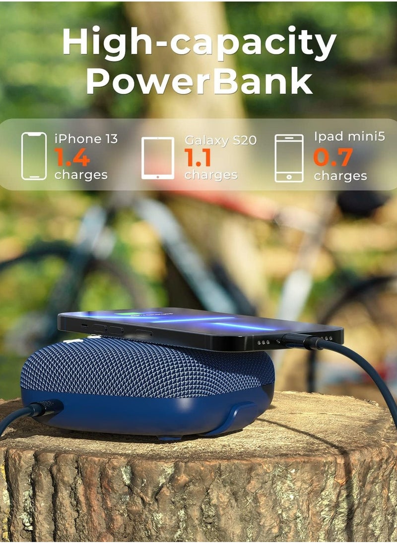 Tribit StormBox Micro 2 Portable Bluetooth Speaker: 90dB Loud Sound Deep Bass IP67 Waterproof Built-in Strap BT 5.3 Small Speaker, 12H Playtime for Outdoor/Camping/Biking, 120ft Bluetooth Range(Blue)