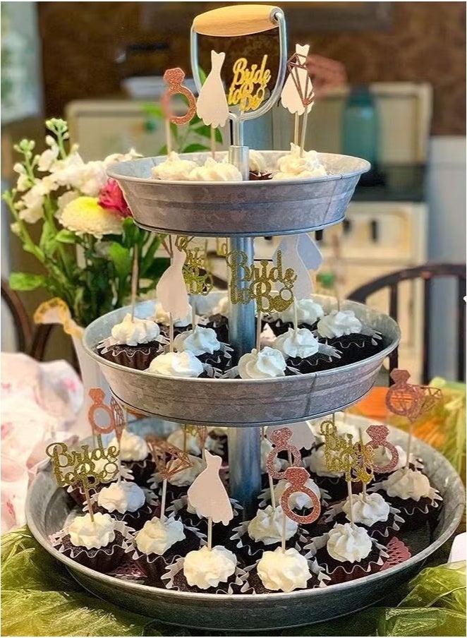 Ailily 24pcs Bride To Be Cupcake Topper Sparkling Glitter Rose Gold Diamond Ring Wedding Dress Cake Toppers for Engagement Wedding Bachelorette Party Bridal Shower Party Decoration - Image 5