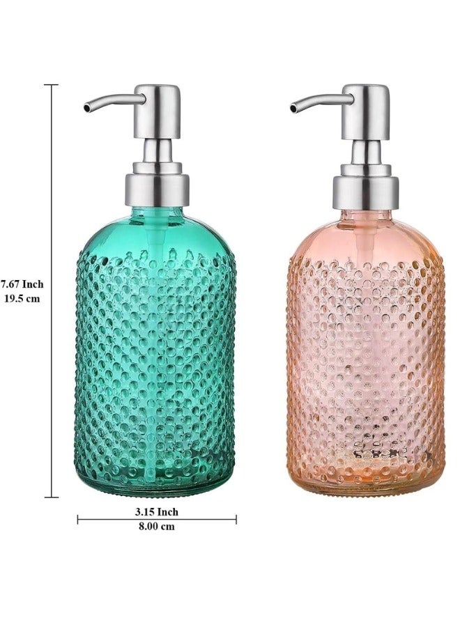 Glass Soap Dispenser for Bathroom or Kitchen - Soap and Lotion Dispenser, Hand Sanitizer Bottle and Pressure Pump for Shampoo, Conditioner, Shower Gel and Cosmetics 400ml (Multicolor) - Image 2