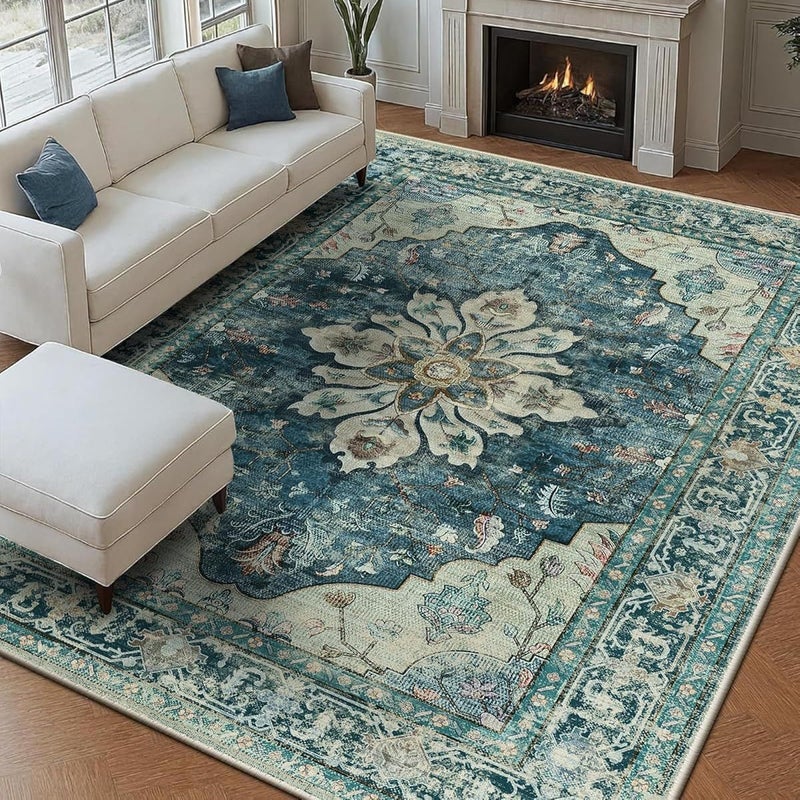 Persian Crystal Velvet Rug - Easy Care, Non-Slip, Foldable for Bedroom & Living Room - Image 1