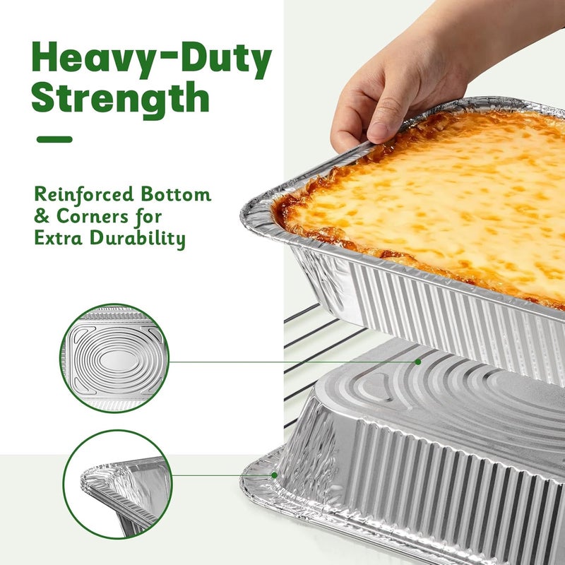 Boxential 9x13 Aluminum Pans [40 Pack], Extra Heavy Duty Half Size Disposable Aluminum Foil Pans, Deep Baking Pans for Cooking, Roasting, Heating, and Steam Tables - Image 3