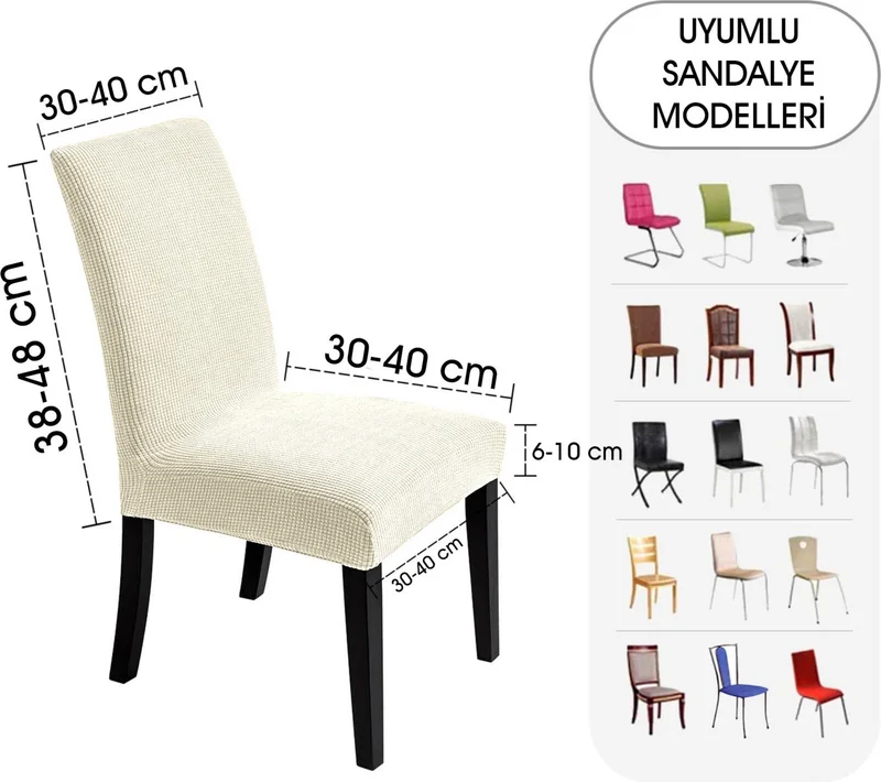 Faiend Lycra Flexible Chair Cover Square pattern Stretch Elastic Mutak Chair Cover 1-pc cream color