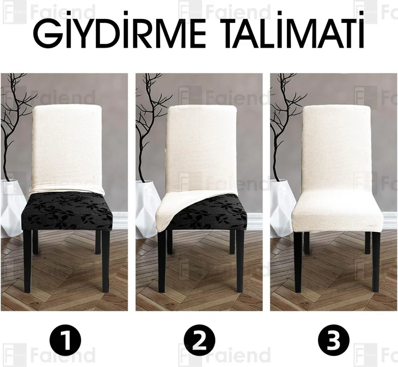 Faiend Lycra Flexible Chair Cover Square pattern Stretch Elastic Mutak Chair Cover 1-pc cream color