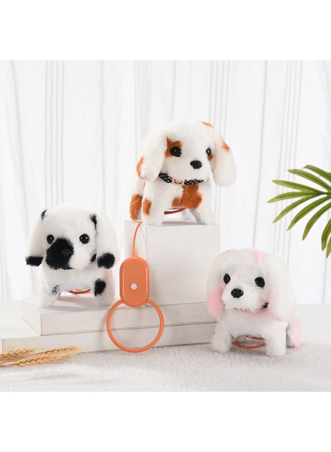 Plush Electric Puppy Simulation Toy Dog Can Walk Can Call Tail Wagging Electronic Leash Pet Dog Children's Toy-Color:Rope Dalmatians (Powder)  - Image 3