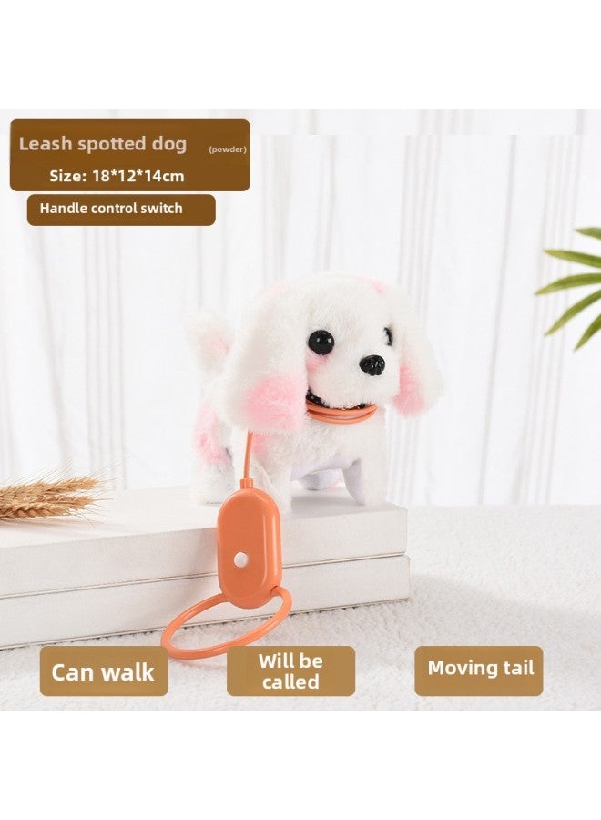 Plush Electric Puppy Simulation Toy Dog Can Walk Can Call Tail Wagging Electronic Leash Pet Dog Children's Toy-Color:Rope Dalmatians (Powder)  - Image 1