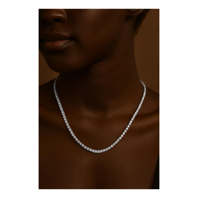 Kose Tennis Necklace 18K White/Yellow Gold for Women and Men | 4 Prong Plated 5A 3.0mm Round Cubic Zirconia Cut Faux Diamond Tennis Chain (white gold, 18in) - Image 3