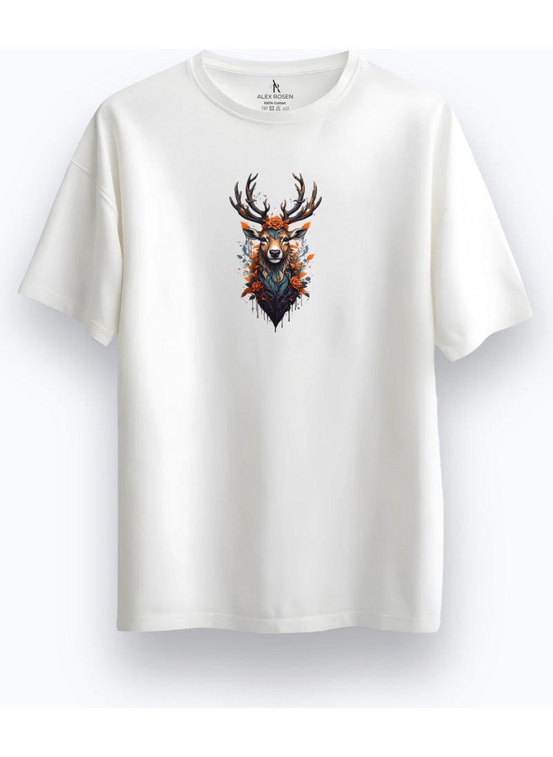 Alex Rosen Oversize Crew Neck Printed Short Sleeve White T-Shirt  - Image 1