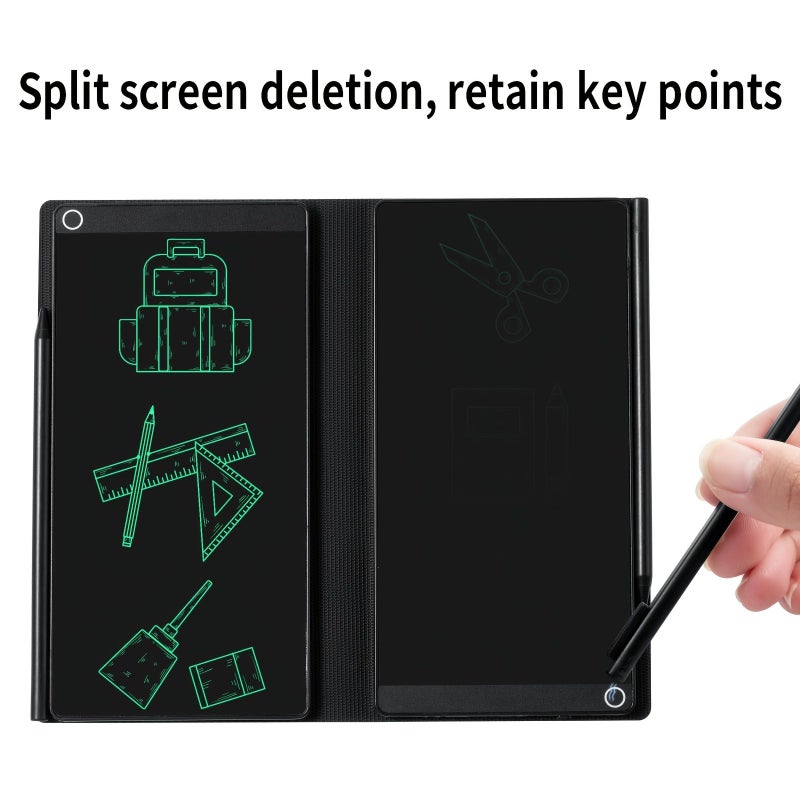 6.5 Inch Dual Screen Folding Leather Case Black Drawing Writing Board - Image 2