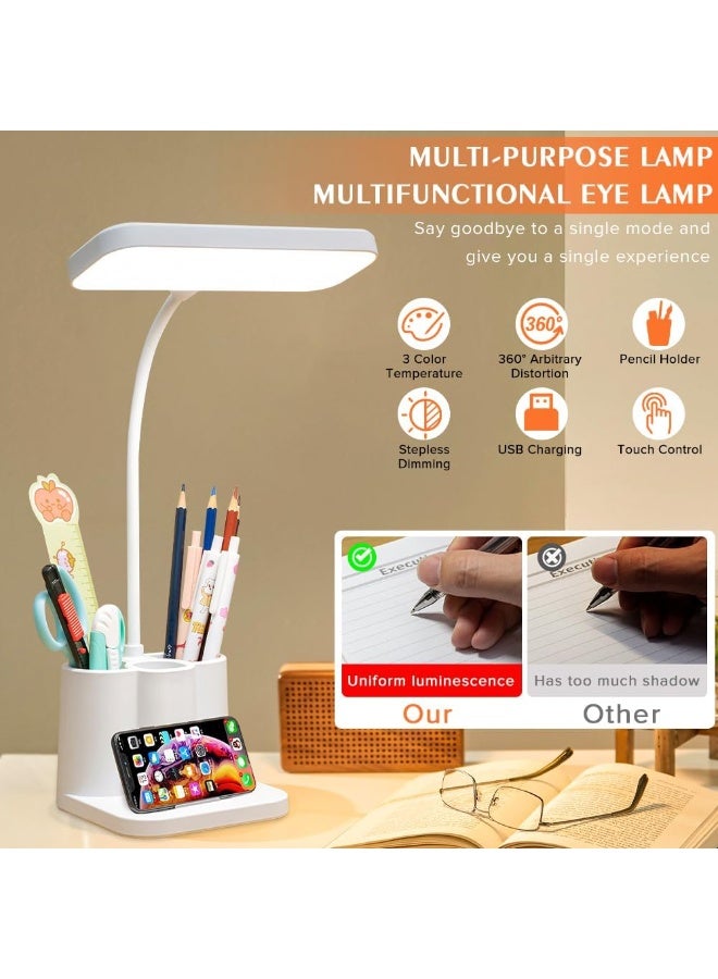 أباجورة مكتب ليد 3 في 1 بحامل موبايل وقلم – إضاءة LED لحماية العين – تحكم باللمس – 3 أوضاع إضاءة – رقبة مرنة 360° – مصباح مكتب للدراسة والعمل بدون وميض - Image 3