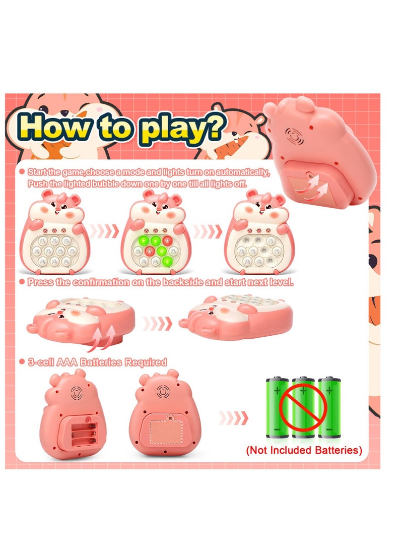 Excefore Puzzle Pop Light Up Game, Fidget Travel Games, Quick Push Game Toys, Handheld Puzzle Game Sensory Toys, Gift for Kids 3-12 for Boys and Girls (Pink Hamster) - Image 4