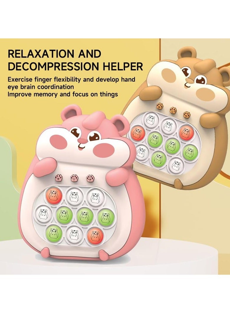 Excefore Puzzle Pop Light Up Game, Fidget Travel Games, Quick Push Game Toys, Handheld Puzzle Game Sensory Toys, Gift for Kids 3-12 for Boys and Girls (Pink Hamster) - Image 5