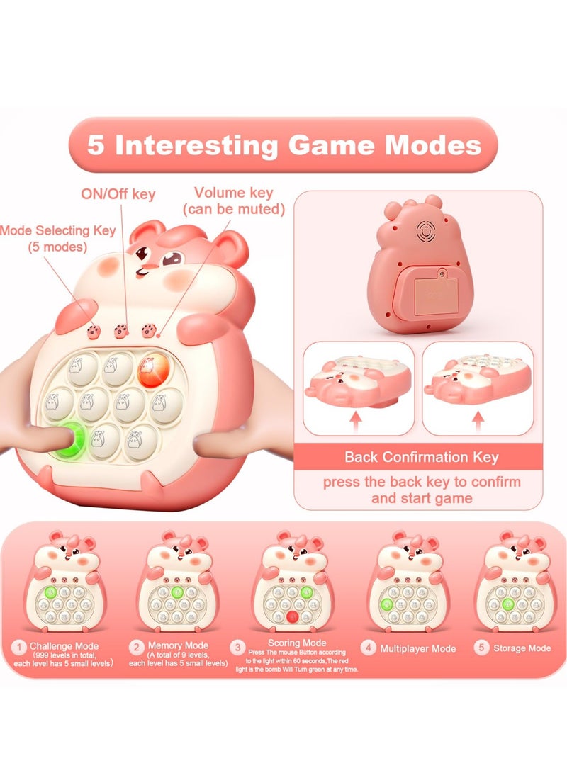 Excefore Puzzle Pop Light Up Game, Fidget Travel Games, Quick Push Game Toys, Handheld Puzzle Game Sensory Toys, Gift for Kids 3-12 for Boys and Girls (Pink Hamster) - Image 3