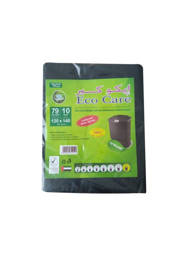 Eco Care Black Garbage Bag - 10 Count, 79 Gallons, 120X140cm