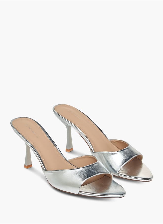 Flora Bella By Shoexpress - Womens Metallic Slip-On Sandals With Flared Heels - Image 1