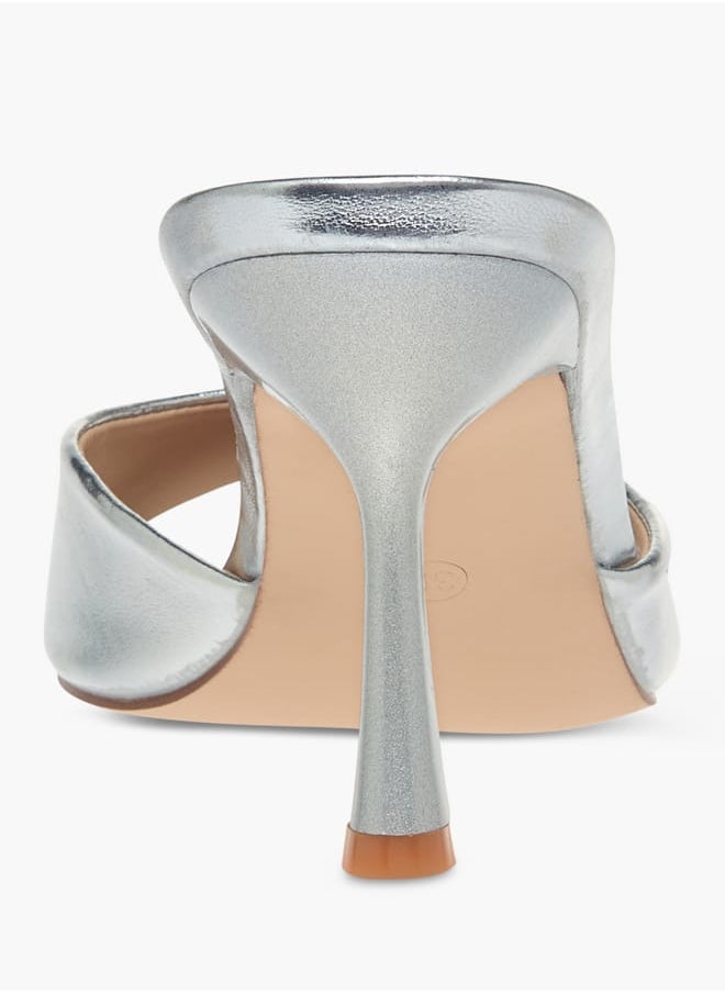 Flora Bella By Shoexpress - Womens Metallic Slip-On Sandals With Flared Heels - Image 1