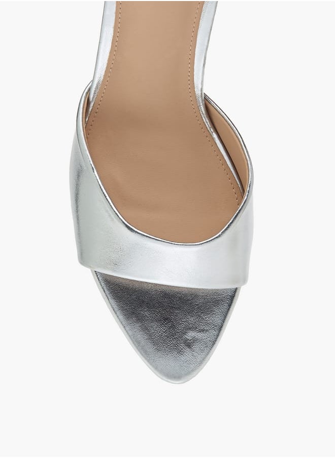 Flora Bella By Shoexpress - Womens Metallic Slip-On Sandals With Flared Heels - Image 1