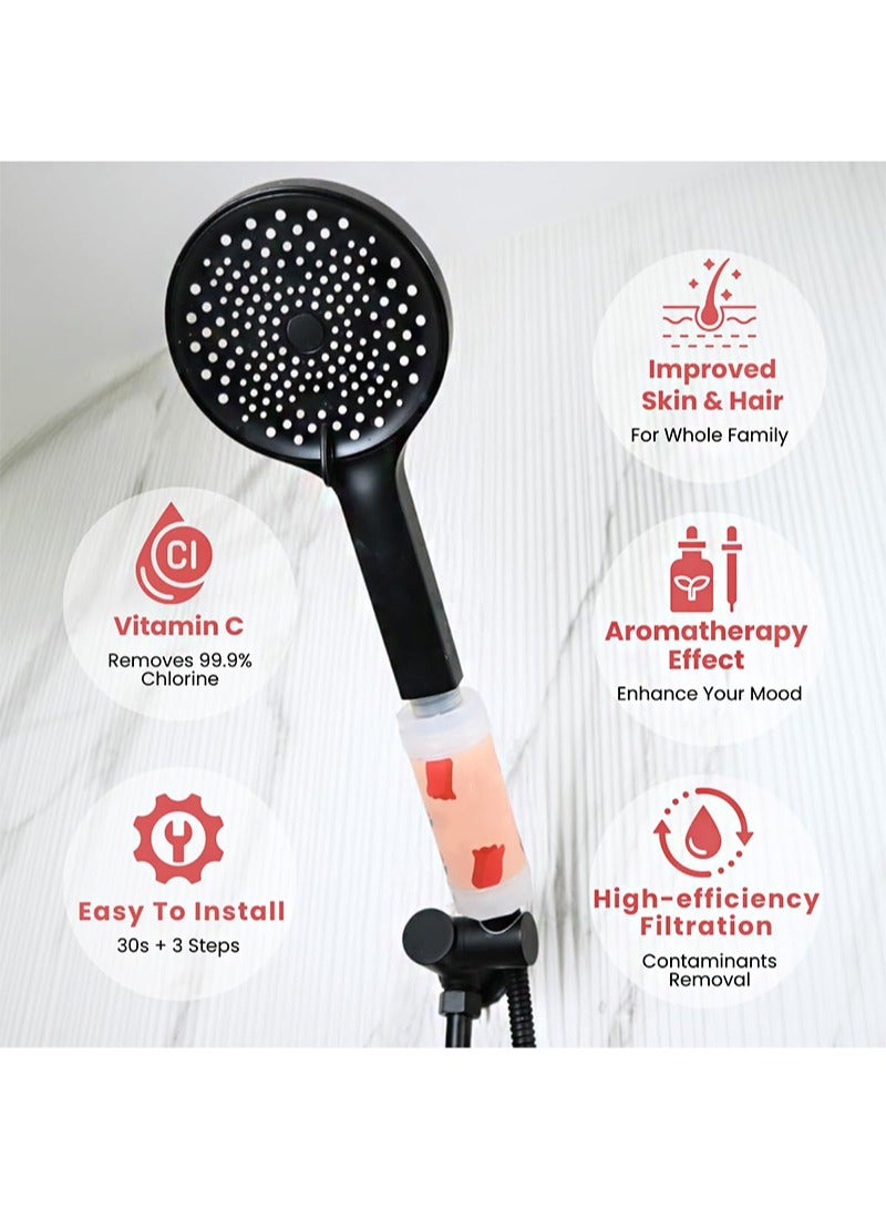 HaLunhi Vitamin C Shower Head Filter 3pcs Rose Lemon Lavender Water Softener Chlorine Fluoride Removal Hard Water Filter with Beads Easy Install for Daily Use Home Bathroom - Image 3