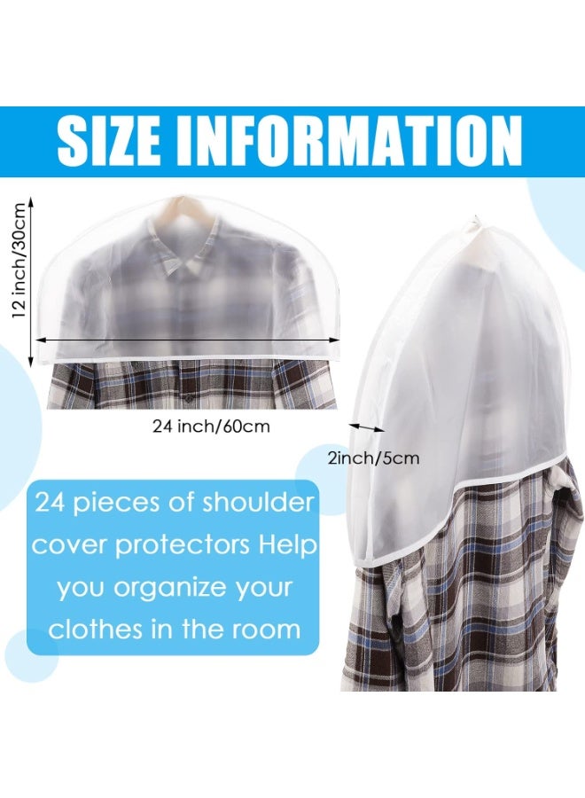 Bukela 24 Pieces Shoulder Covers for Hanging Clothes 24 x 12 x 2 Inches Plastic Garment Dust Covers Protectors with 2" Gusset for Closet Storage Suit, Coats, Jackets, Dress Closet Storage - Image 2