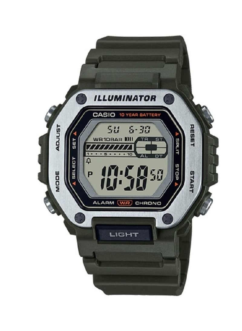 Casio Men Watch -Digital Oversized Framed Clear Dial Resin Band MWD-110H-3AVDF. - Image 1