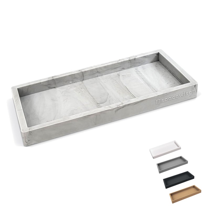 Spacewiser Countertop and Vanity Tray - Small 7.7â€ Silicone Tray for Soap Dispenser Bottles, Sponge Holder for Kitchen Sink Caddy Organizer, Bathroom Trays, Dish Soap Holder for Kitchen Counter, Keys - Image 1