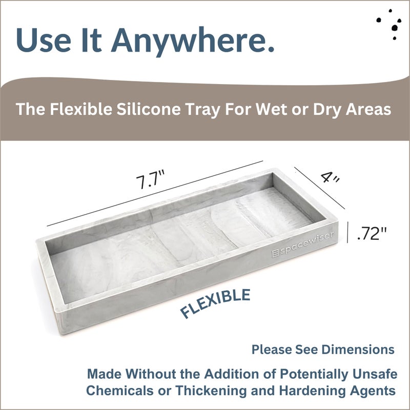 Spacewiser Countertop and Vanity Tray - Small 7.7â€ Silicone Tray for Soap Dispenser Bottles, Sponge Holder for Kitchen Sink Caddy Organizer, Bathroom Trays, Dish Soap Holder for Kitchen Counter, Keys - Image 5