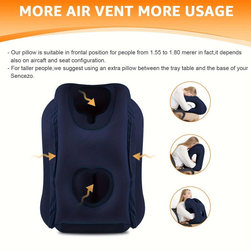 Grey Ergonomic Inflatable Travel Pillow for Flights Car or Office Naps - Image 2