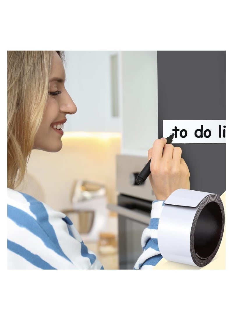 rocooart - Magnetic Tape Roll Blank Magnetic Strips with Adhesive Backing Dry Erase Magnetic Labels Writable Magnetic Sheet Labels Stickers for DIY Crafts (Pen Color is Random) - Image 1