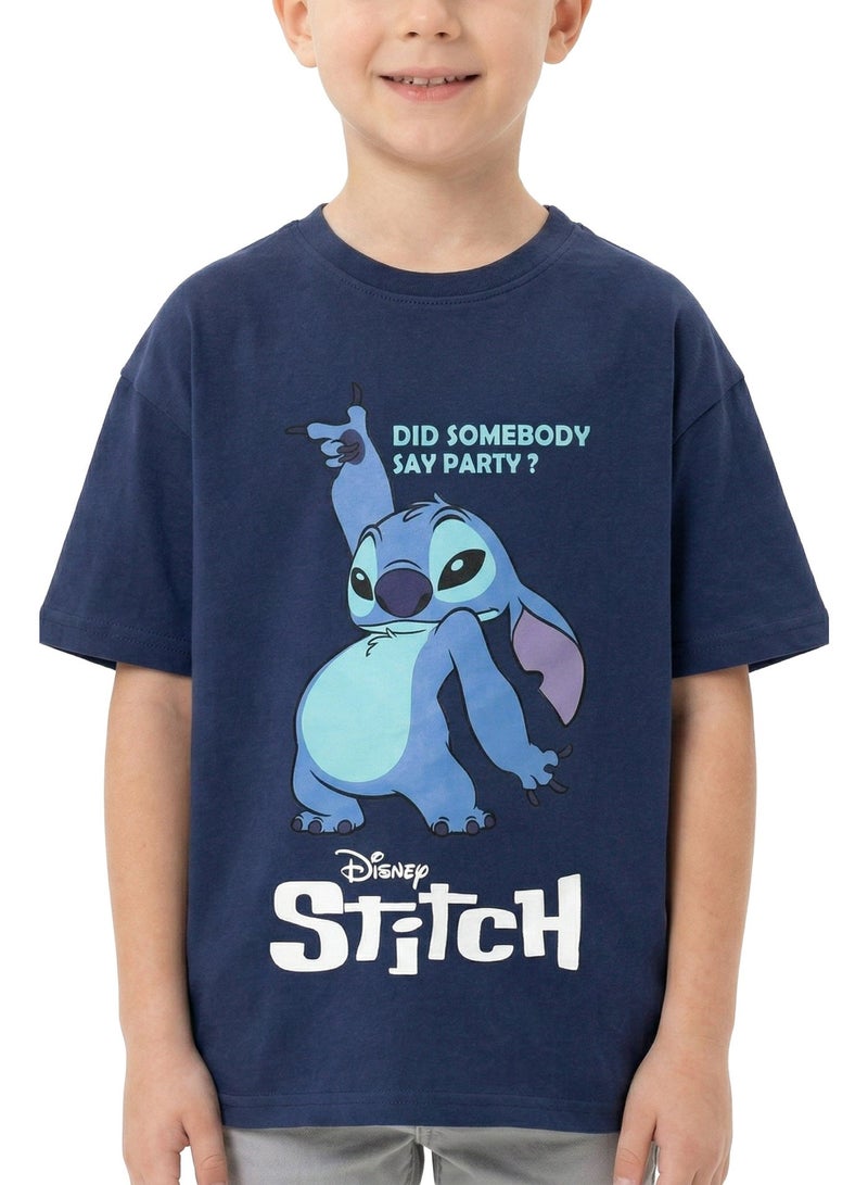 Disney تي شيرت بأكتاف منخفضة للأطفال من ديزني ستتش بحجم كبير - Image 1