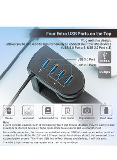 Y&D Headphone Stand with USB Charger, 360° Swivel Headset Hanger and Adjustable Springed Clamp, Under Desk Space Save Mount Fold Holder 3.0 x1 + 2.0 x3  - Image 3