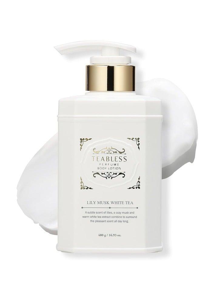 TEABLESS Lily Musk White Tea Perfume Body Lotion (480g) | Hydrating Daily Moisturizer | Floral Musk Scent | Korean Skincare - Image 1