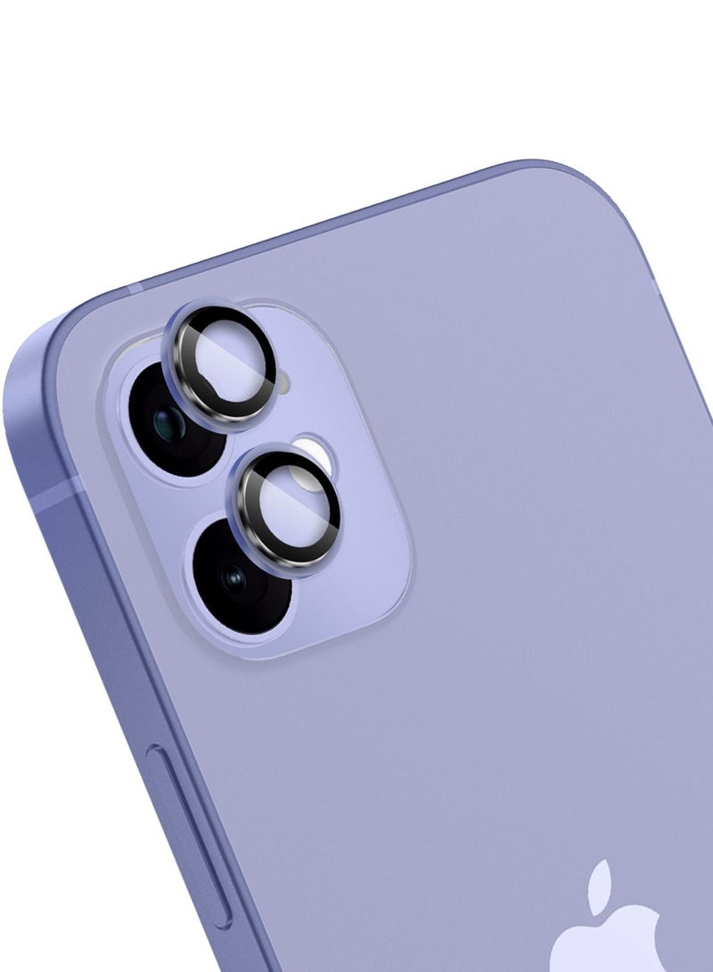 Moxedo Camera Lens Protector, 9H Tempered Glass, Aluminum Alloy Individual Ring Camera Cover Screen Protector Compatible for iPhone 12 (6.1 inch)/ 12 Mini (5.4 inch) - PURPLE - Image 1