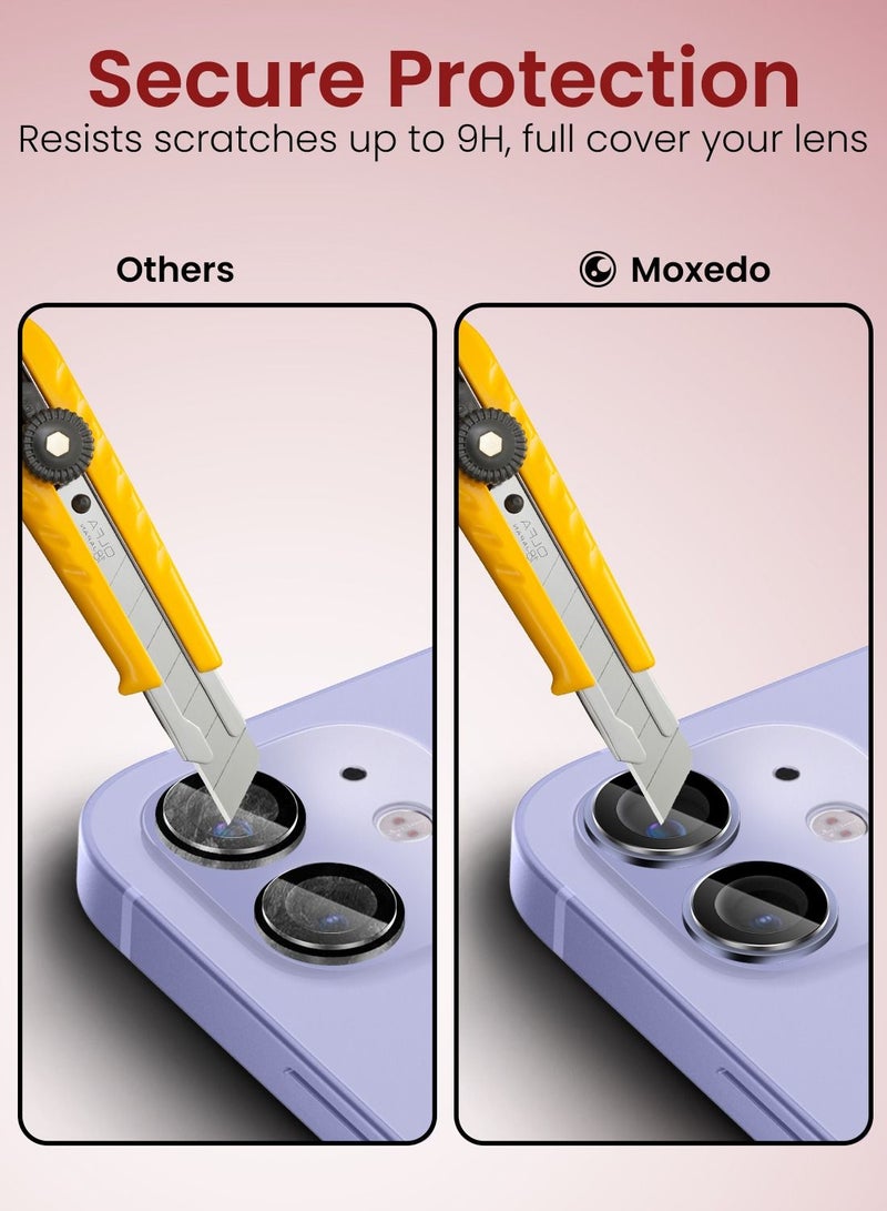 Moxedo Camera Lens Protector, 9H Tempered Glass, Aluminum Alloy Individual Ring Camera Cover Screen Protector Compatible for iPhone 12 (6.1 inch)/ 12 Mini (5.4 inch) - PURPLE - Image 3