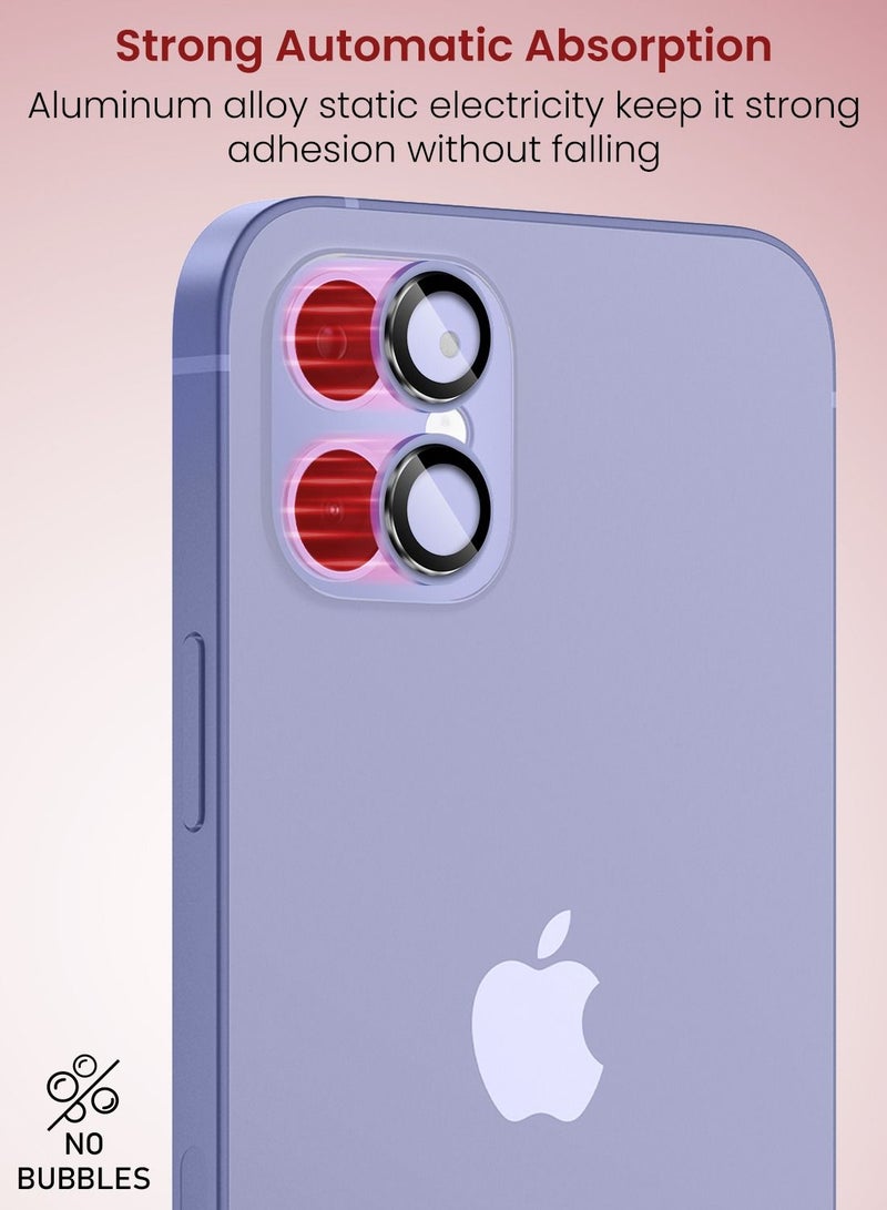 Moxedo Camera Lens Protector, 9H Tempered Glass, Aluminum Alloy Individual Ring Camera Cover Screen Protector Compatible for iPhone 12 (6.1 inch)/ 12 Mini (5.4 inch) - PURPLE - Image 2