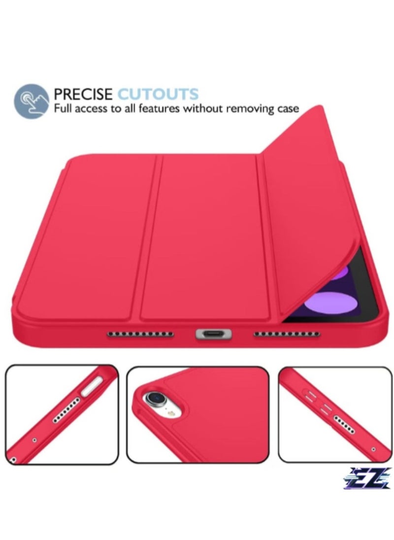 ELTRAZONE iPad Mini 7 Case 2024 – A17 Pro 8.3-Inch 7th Generation Case with Pencil Holder, Trifold Stand, and Soft TPU Back, Red - Image 2
