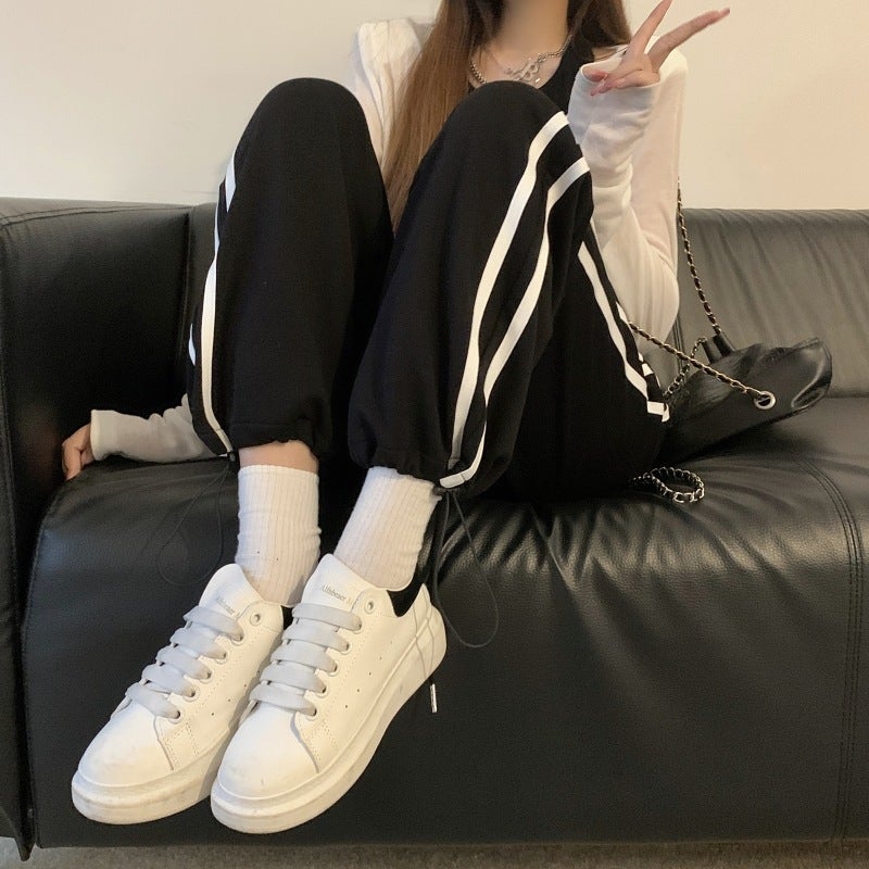 20256001# real shot real price big fish scales autumn outfit leggings women slim wide leg pants pants women ins tide Light gray  - Image 5