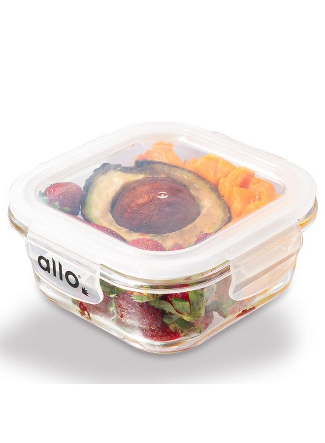 Allo Allo Food Safe Borosilicate Glass Containers with Lids, 450°C Oven Microwave Safe Containers, High Borosilicate Meal Prep Borosilicate Glass Food Storage Containers for Kitchen, 550ml x 1, square  - Image 1