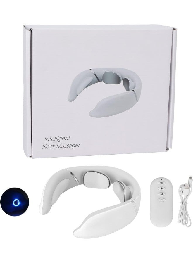 silvercnc Electric Pulse Neck Massager Cordless, 6 Modes 16 Strength Gears Voice Prompt Intelligent Neck Relax Massage Machine for Home,Outdoor,Office,Car(White)  - Image 1
