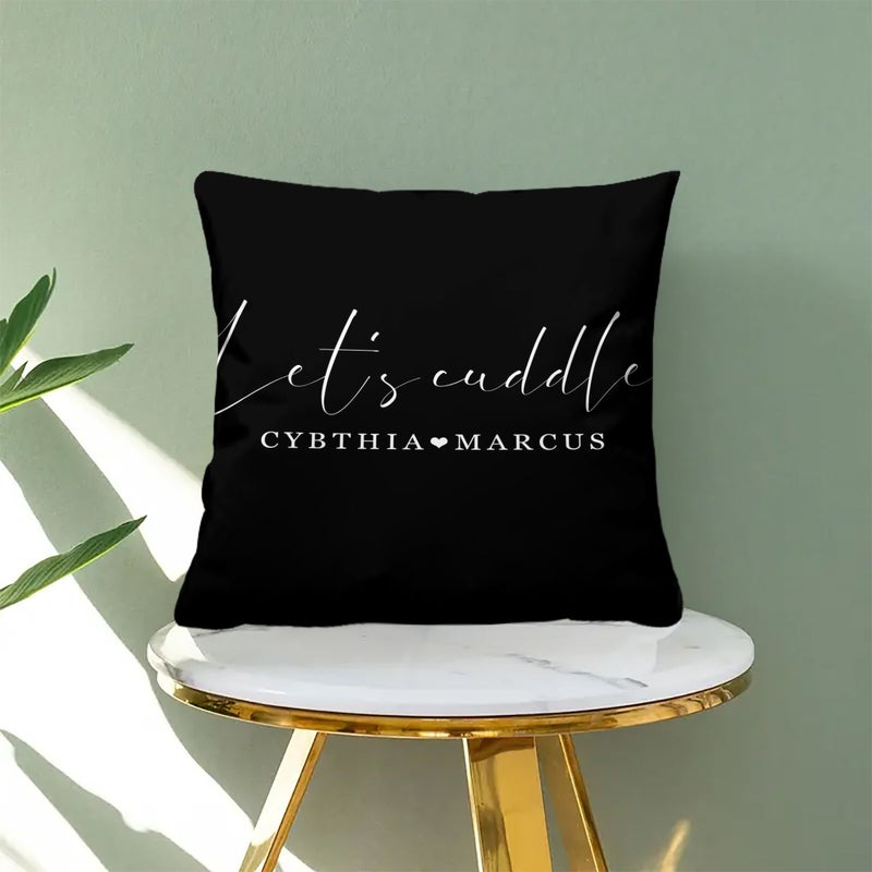 Custom Name Letter Print Pillow Black 17x17 Inch Personalized Valentine Gift - Image 4